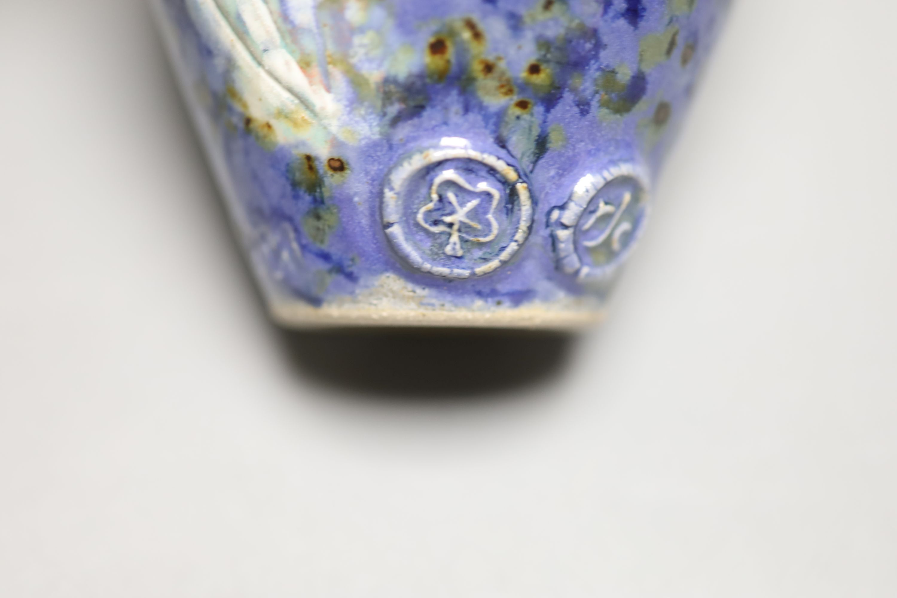 Roger Cockfan pottery fish vase and cover, height 29cm